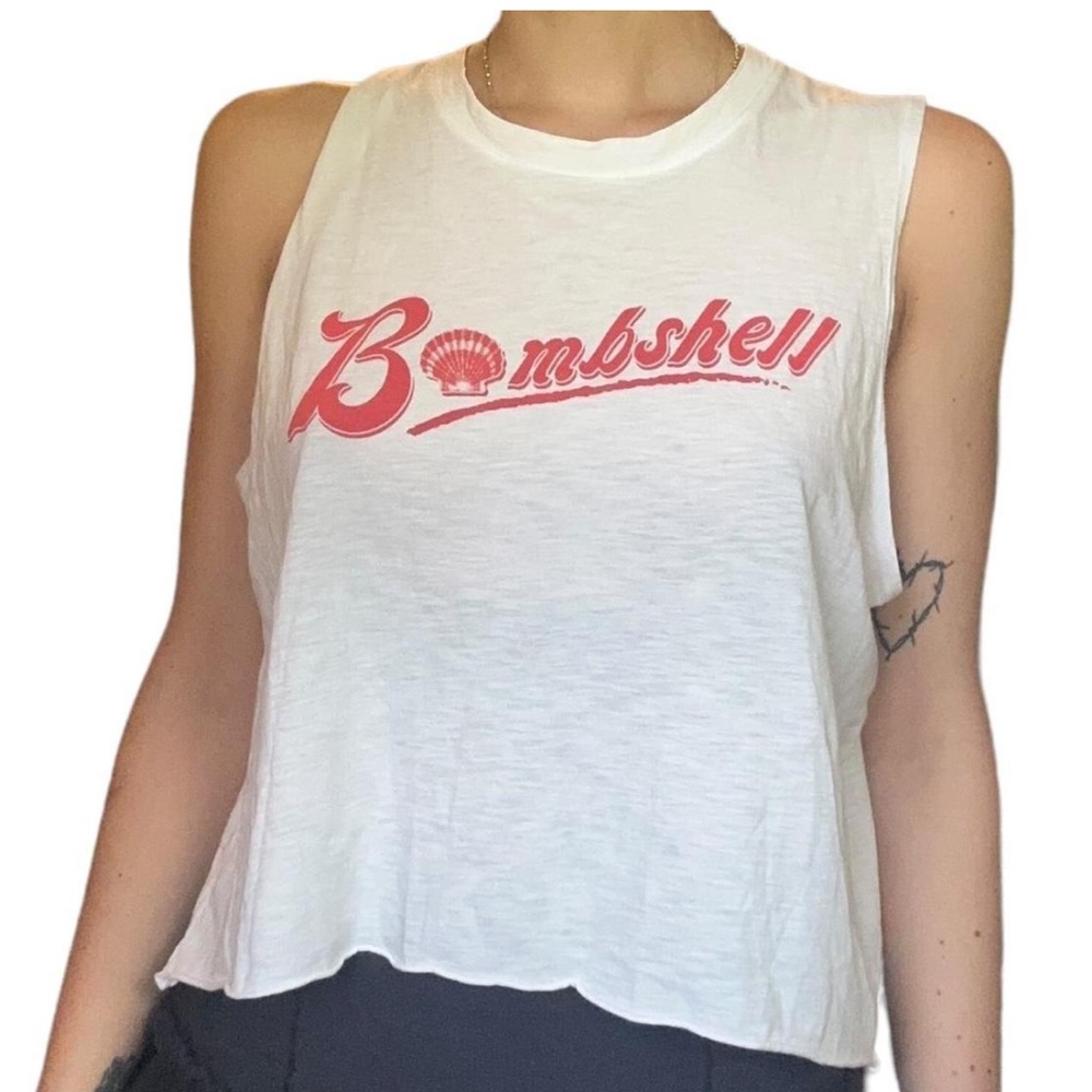MATE the Label White Tank Top with Red Graphic